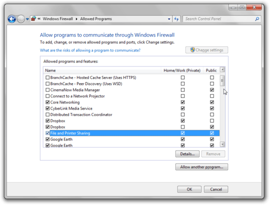 windows firewall exceptions