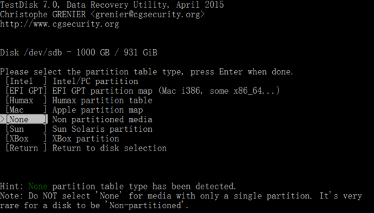 None partition table