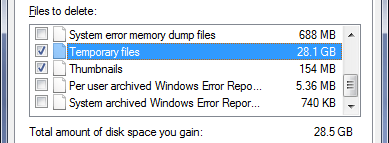 28.1 GB of "Temporary files"
