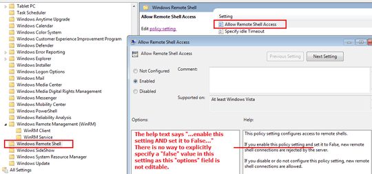 Setting for Windows Remote Shell Access