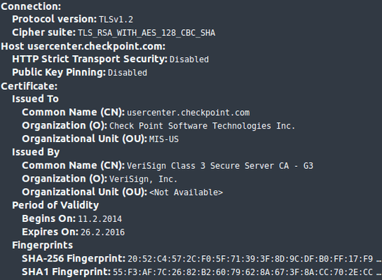 TLS and certificate info