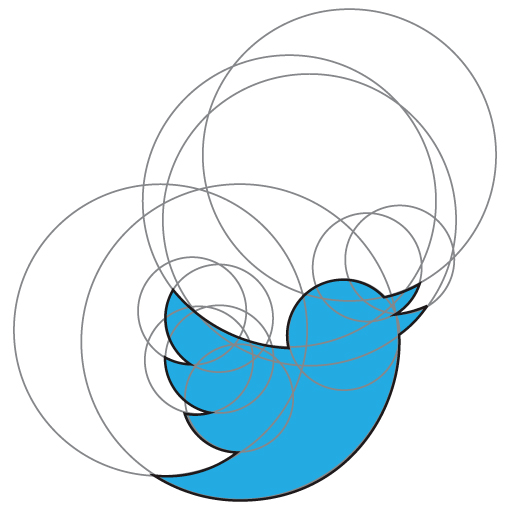 Twitter logo constructed using circles only