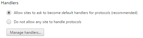 Allow sites to become default handlers screenshot