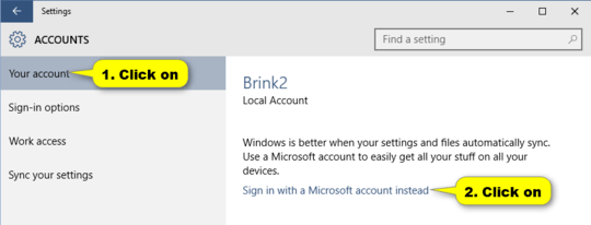 Sign in with a Microsoft account instead