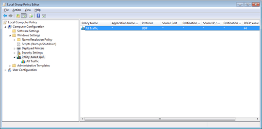 Screenshot of Policy Editor showing QoS configuration
