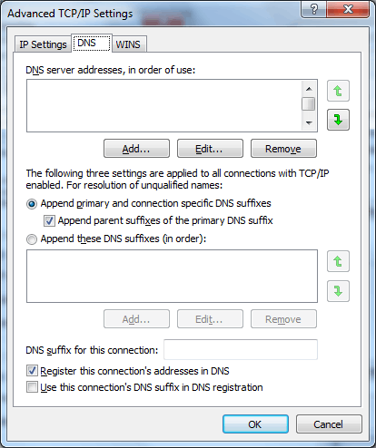 DNS Settings Dialog