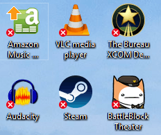 Desktop icons with red x