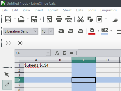 spreadsheet with row and column highlighted