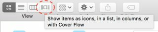 macOS Sierra, Finder: Show items as icons, in a list, in columns, or with Cover Flow