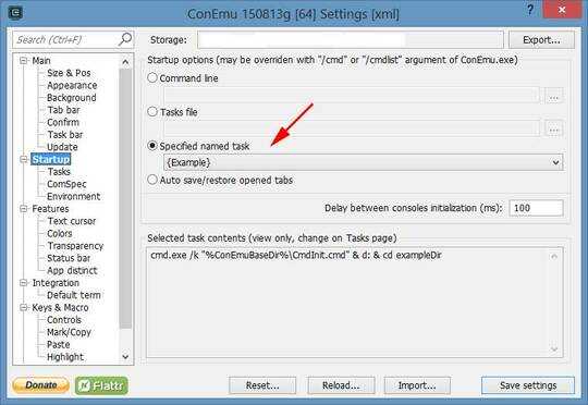 Task on startup - ConEmu