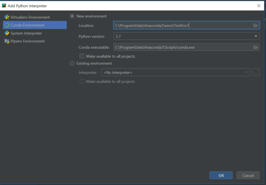 Pycharm Conda Virtual Environment