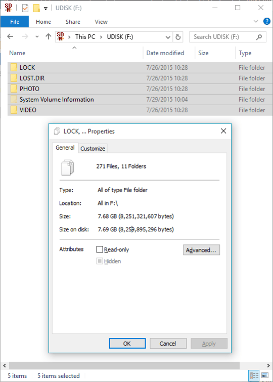 All Folders & Files in F: Drive Properties