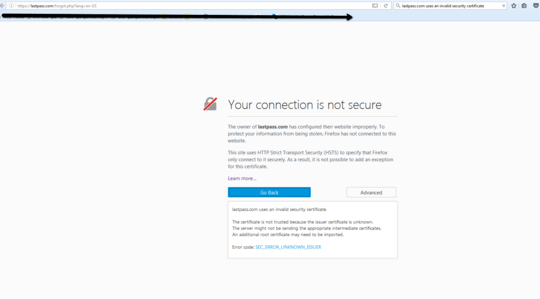 Screenshot of Firefox blocking website