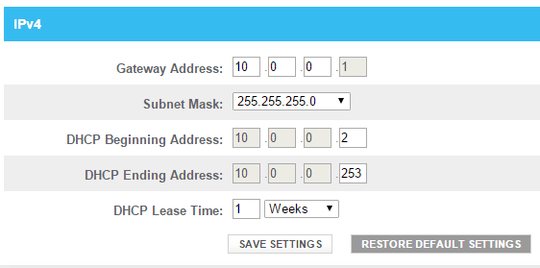 primary router settings