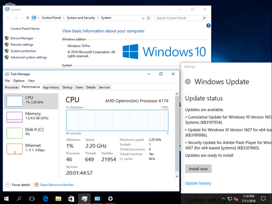 Windows 10 Professional Screenshot - 20 Days up time
