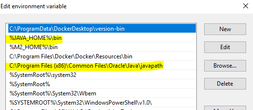 here in the image java_home environment variable is moved up than oracle java environment