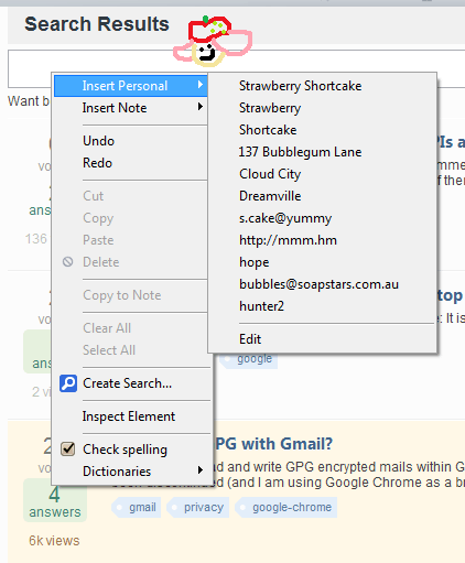 form fields context menu