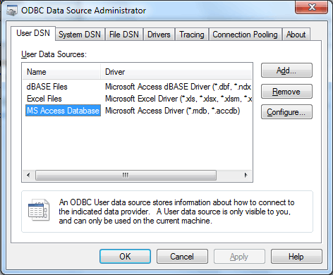 ODBC Data Source Administrator