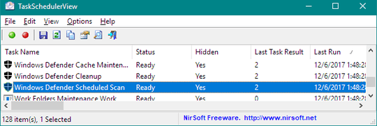 Windows Defender scheduled scan