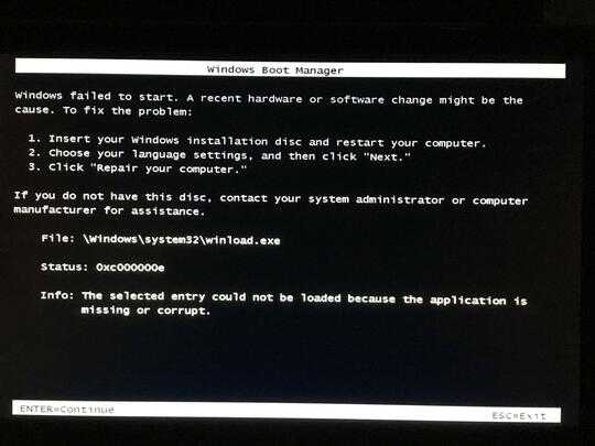 <code>Windows failed to start</code> error