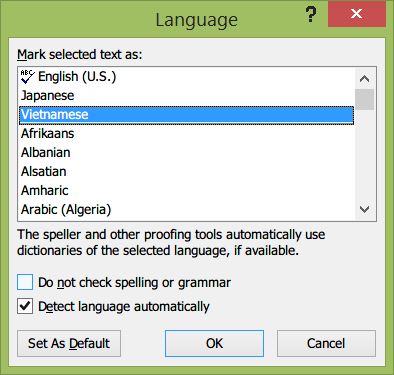 set default language
