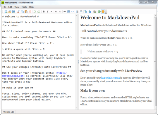 MarkdownPad screenshot