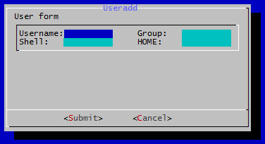 dialog form with two columns and two rows