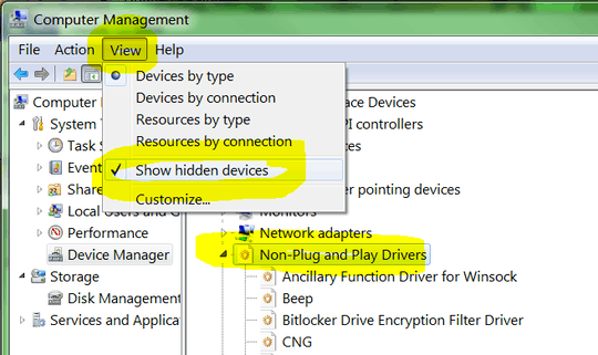 screenshot of device manager