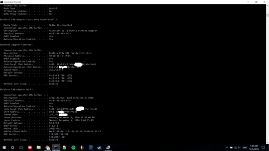 here's my ipconfig /all output