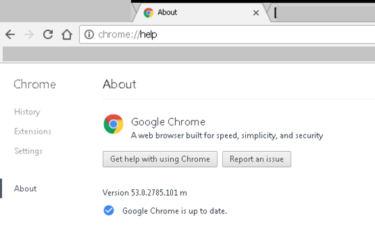 Screenshot of Chrome help page