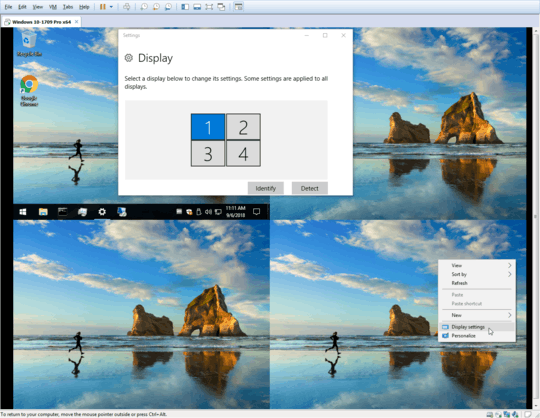 Windows 10 VMWare guest with 4 virtual monitors