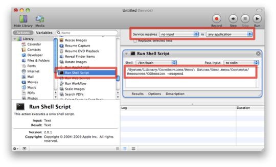 Fast User Switching in Automator