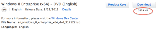 Windows 8 Enterprise MSDN screenshot