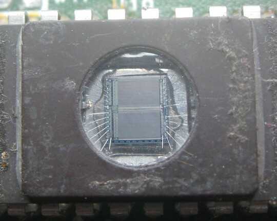 Close-up of EPROM flashing window