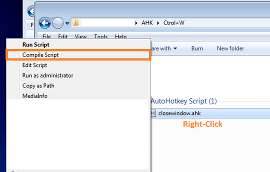"r-click" and "compile script" - ahk file