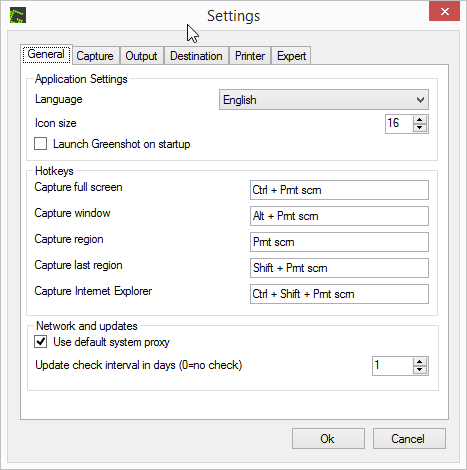 Greenshot settings