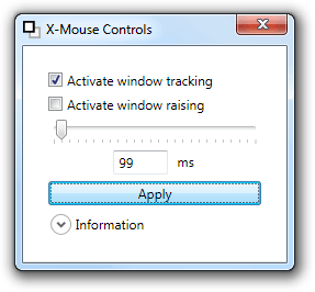Main window of X-Mouse Controls