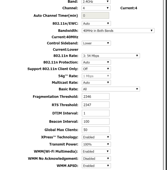 Wireless Network Settings Advanced Complete