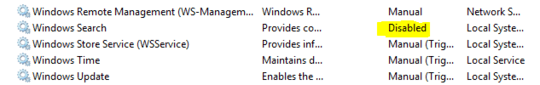 Windows Search service disabled