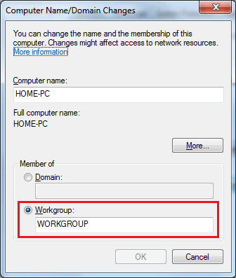 Win 7 Computer name change