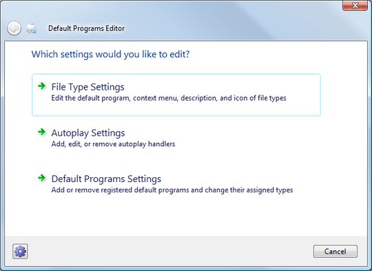 Default Programs Editor Screenshot