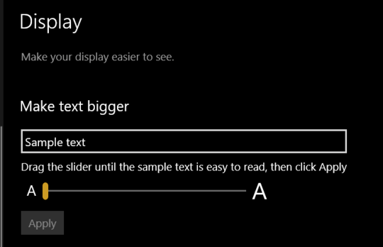 'Make text bigger' option