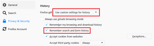 image of Firefox options