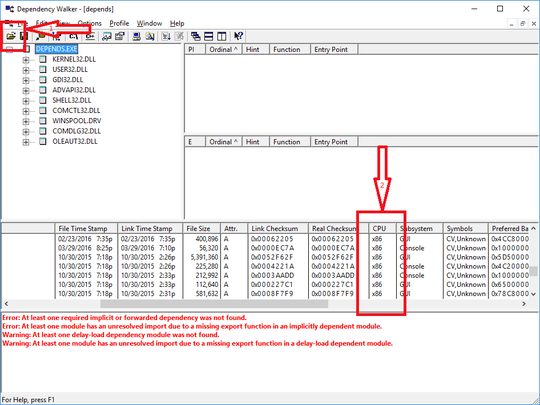 dependency walker screenshot
