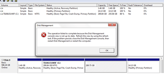 Disk Management Error