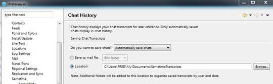 Lotus Notes Chat Preferences