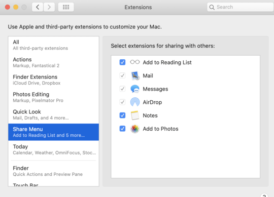 extensions system preferences pane