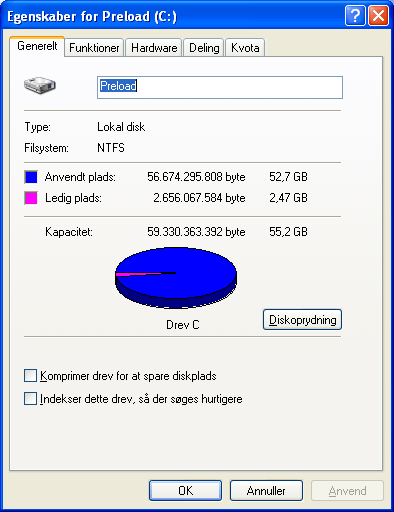 Drive C properties