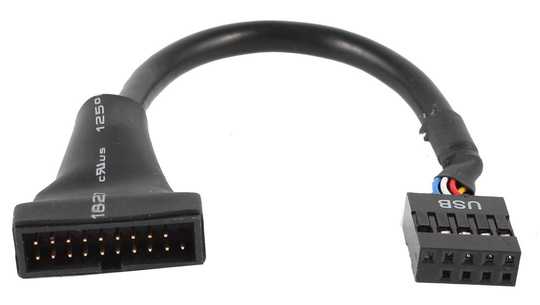 9 pin USB 2.0 to 20 pin USB 3.0 adapter cable