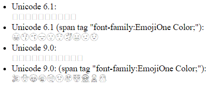 Chrome with monochrome emoji with span tag